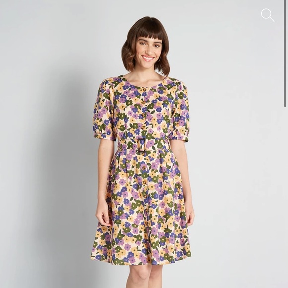 NWT “Boldest Blooms” Belted A-Line Dress